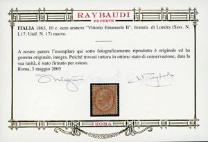 1863 - 10 cent. ocra arancio, De ... 