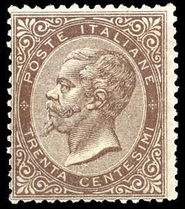 1863 - 30 cent. bruno castano, De La Rue, ... 