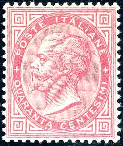 1863 - 40 cent. rosa carminio, De La Rue, ... 
