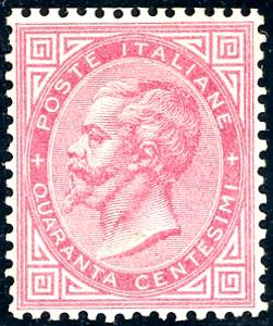 1863 - 40 cent. rosa carminio, De La Rue, ... 