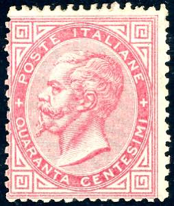 1866 - 40 cent. rosa carminio, De La Rue, ... 