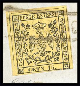 1857 - 15 cent. giallo, errore ... 