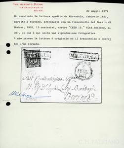 1857 - 15 cent. giallo, errore ... 