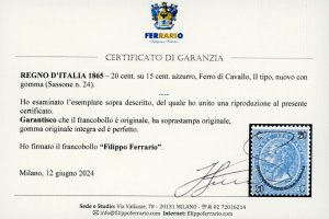 1865 - 20 cent. su 15 cent. Ferro ... 