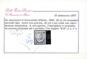 1865 - 20 cent. su 15 cent. Ferro ... 