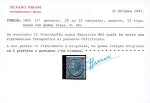 1865 - 20 cent. su 15 cent. Ferro ... 