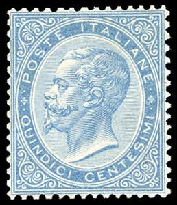 1865 - (20 cent.) su 15 cent. celeste, Ferro ... 