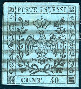 1852 - 40 cent. celeste (5), usato, ... 