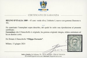 1889 - 45 cent. Umberto I (46), ... 