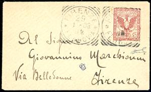 1903 - 5 cent. bruno lillaceo Floreale, ... 
