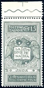 1921 - 15 cent. grigio Dante, non emesso ... 