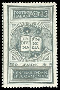 1921 - 15 cent. grigio Dante, non emesso ... 