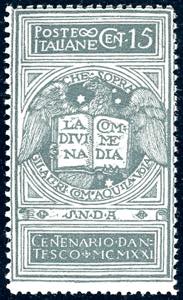 1921 - 15 cent. grigio Dante, non emesso ... 