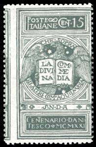 1921 - 15 cent. grigio Dante, non emesso ... 