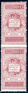 1921 - 15 cent. lilla bruno, Dante, coppia ... 