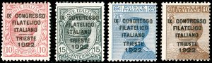 1922 - Congresso Filatelico (123/126), gomma ... 