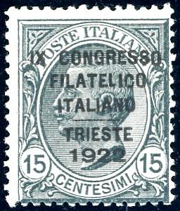 1922 - 15 cent. Congresso Filatelico (124), ... 