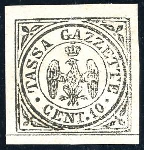 1859 - 10 cent. nero Aquilotto (5), nuovo, ... 