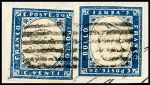 1859 - 20 cent. azzurro scuro ... 