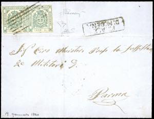 1860 - 5 cent. verde smeraldo (12a), coppia ... 