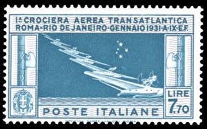 1930 - 7,70 lire Crociera Balbo (25), gomma ... 