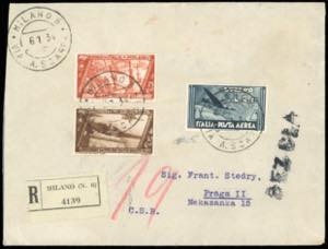 1934 - Aerogramma raccomandato, da Milano ... 