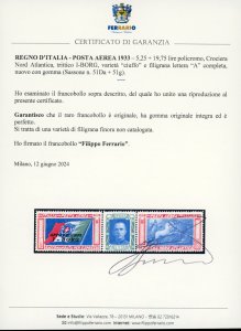 1933 - 5,25 + 19,75 lire trittico ... 