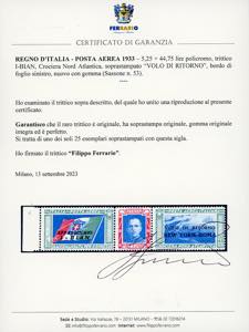 1933 - 5,25 + 44,75 lire trittico ... 