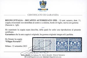 1928 - 10 cent. dent. 11, coppia ... 