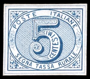 1867 - 5 cent. segnatasse rurale, saggio ... 