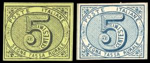 1867 - 5 cent. segnatasse rurale, saggio ... 