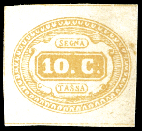 1863 - 10 cent. giallo (1), nuovo, gomma ... 