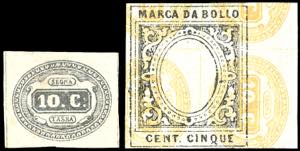 1863 - 10 cent. (1), due prove non gommate, ... 