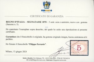 1870 - 5 cent. ocra e carminio ... 