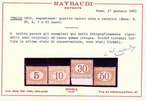 1870 - 5 cent. ocra e carminio ... 