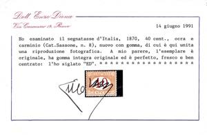 1870 - 40 cent. ocra e carminio ... 