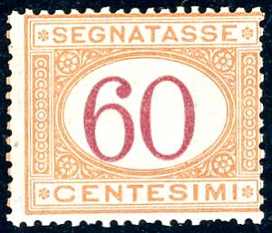 1870 - 60 cent. ocra e carminio (10), gomma ... 