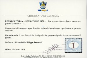 1870 - 1 lira azzurro chiaro e ... 