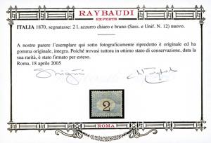 1870 - 2 lire azzurro chiaro e ... 