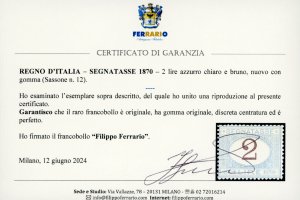 1870 - 2 lire azzurro chiaro e ... 