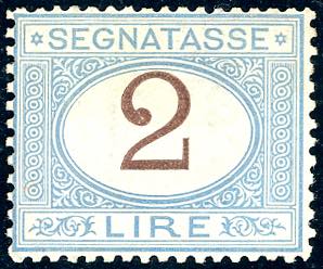 1870 - 2 lire azzurro chiaro e bruno (12), ... 
