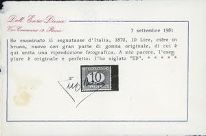 1874 - 10 lire azzurro e bruno ... 