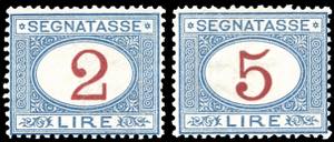 1903 - 2 e 5 lire azzurro e carminio, serie ... 