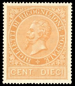 1874 - 10 cent. ocra arancio (1), ottima ... 