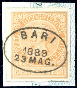 1889 - 10 cent. ocra arancio (1), perfetto, ... 