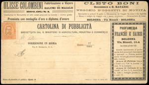CARTOLINE DI PUBBLICITA 1889 - 20 cent. ... 