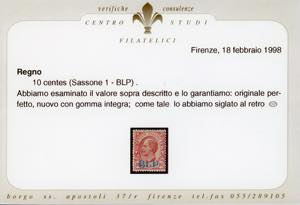 1921 - 10 cent. soprastampa BLP ... 