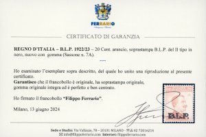 1922/23 - 20 cent. soprastampa BLP ... 