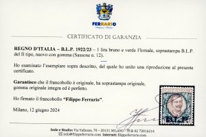 1922/23 - 1 lira soprastampa BLP ... 