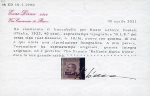 1923 - 40 cent. Michetti, ... 